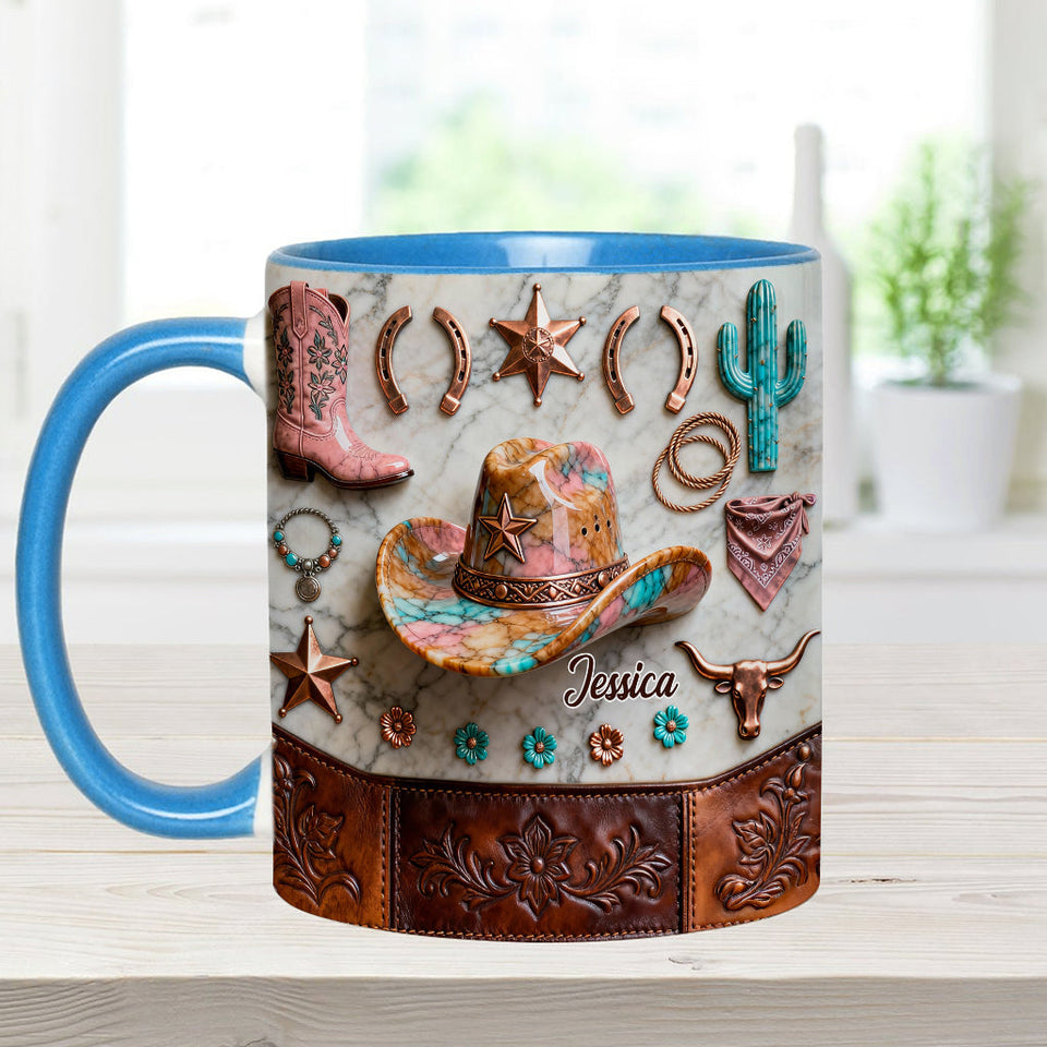 Strong Cowgirl - Personalized Cowgirl Accent Mug & Coaster