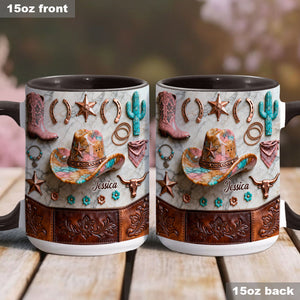 Strong Cowgirl - Personalized Cowgirl Accent Mug & Coaster