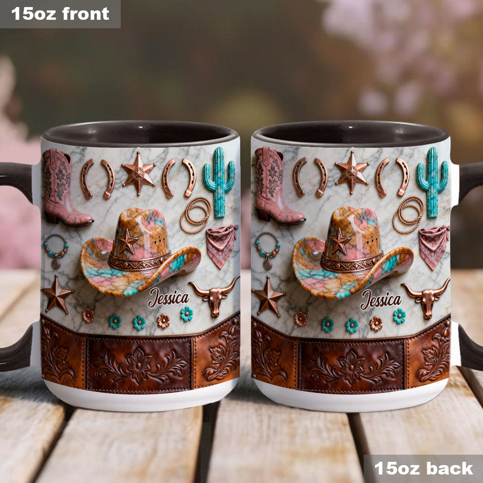 Strong Cowgirl - Personalized Cowgirl Accent Mug & Coaster