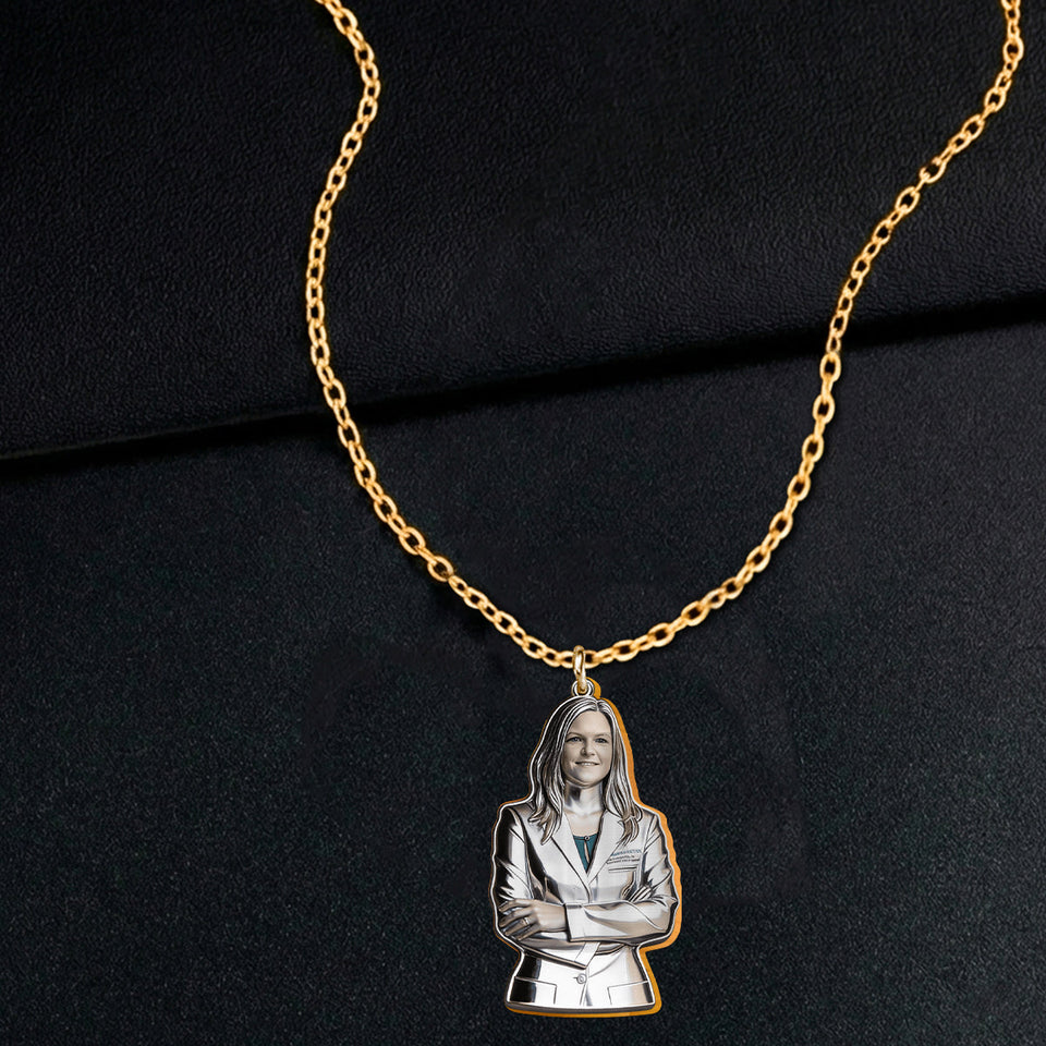 Nurse, Doctor,....Any Job - Any Photo - Personalized Nurse Shaped Metal Pendant Necklace