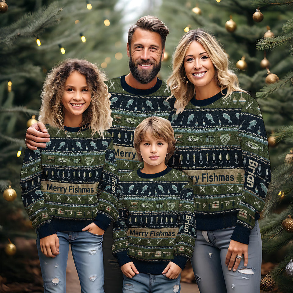 Hooked on Fishing - Personalized Fishing Ugly Sweater