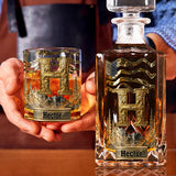 Alphabet Initial For Whiskey, Bourbon... Lovers - Personalized Whisky Whiskey Decanter Set
