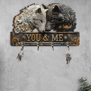 You & Me - Personalized Wolf Custom Shaped Key Rack