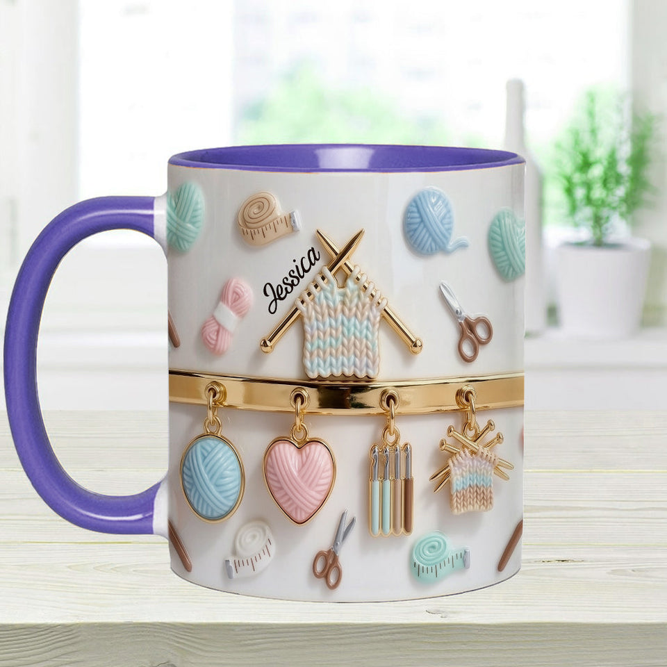 Love Crocheting / Knitting - Personalized Crocheting Accent Mug & Coaster