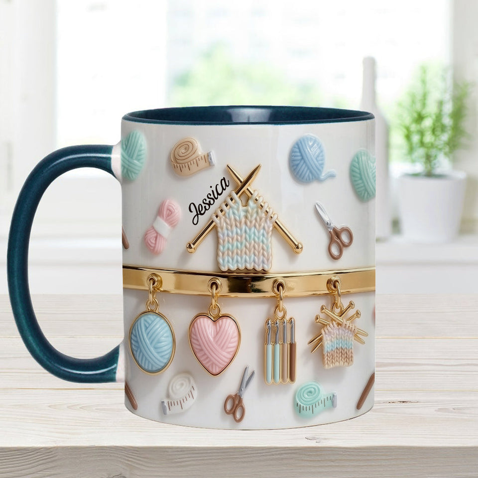 Love Crocheting / Knitting - Personalized Crocheting Accent Mug & Coaster
