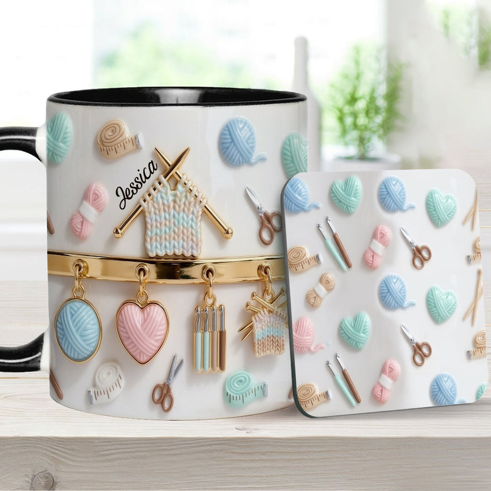 Love Crocheting / Knitting - Personalized Crocheting Accent Mug & Coaster