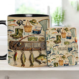 Perfect Gift For Fishing Lovers - Personalized Fishing Accent Mug & Coaster