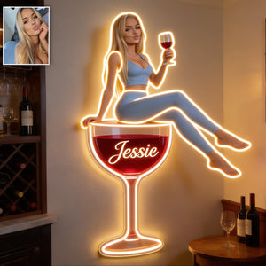 Custom Any Photo Drinking Corner - Personalized Wine Neon LED Light Sign