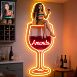 Custom Any Photo Drinking Corner - Personalized Wine Neon LED Light Sign