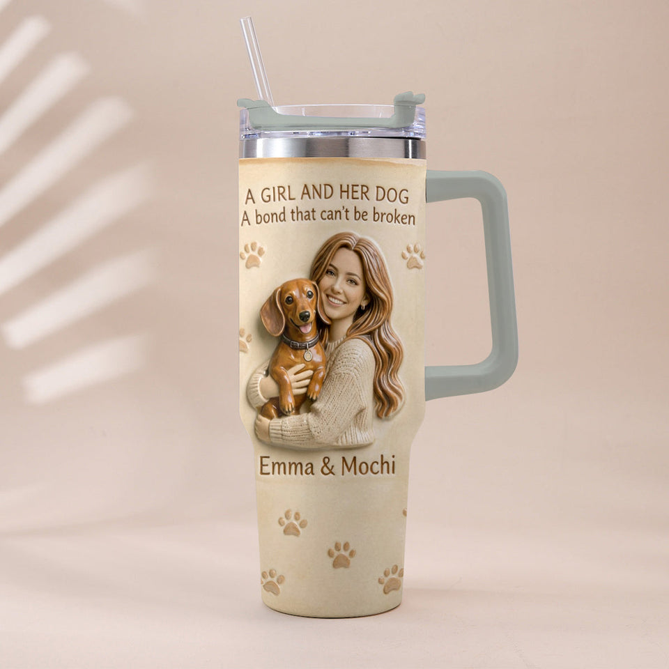 Always By My Side - Personalized Dog Tumbler With Plush Charm