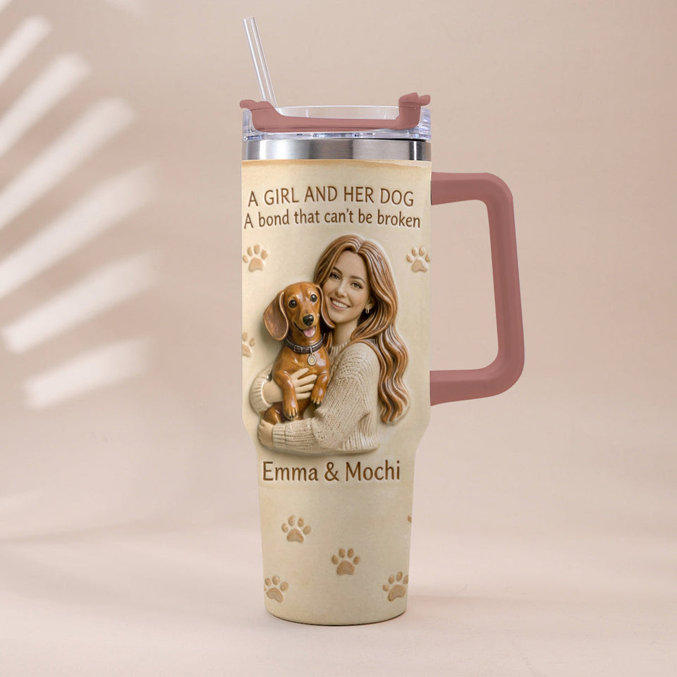 Always By My Side - Personalized Dog Tumbler With Plush Charm
