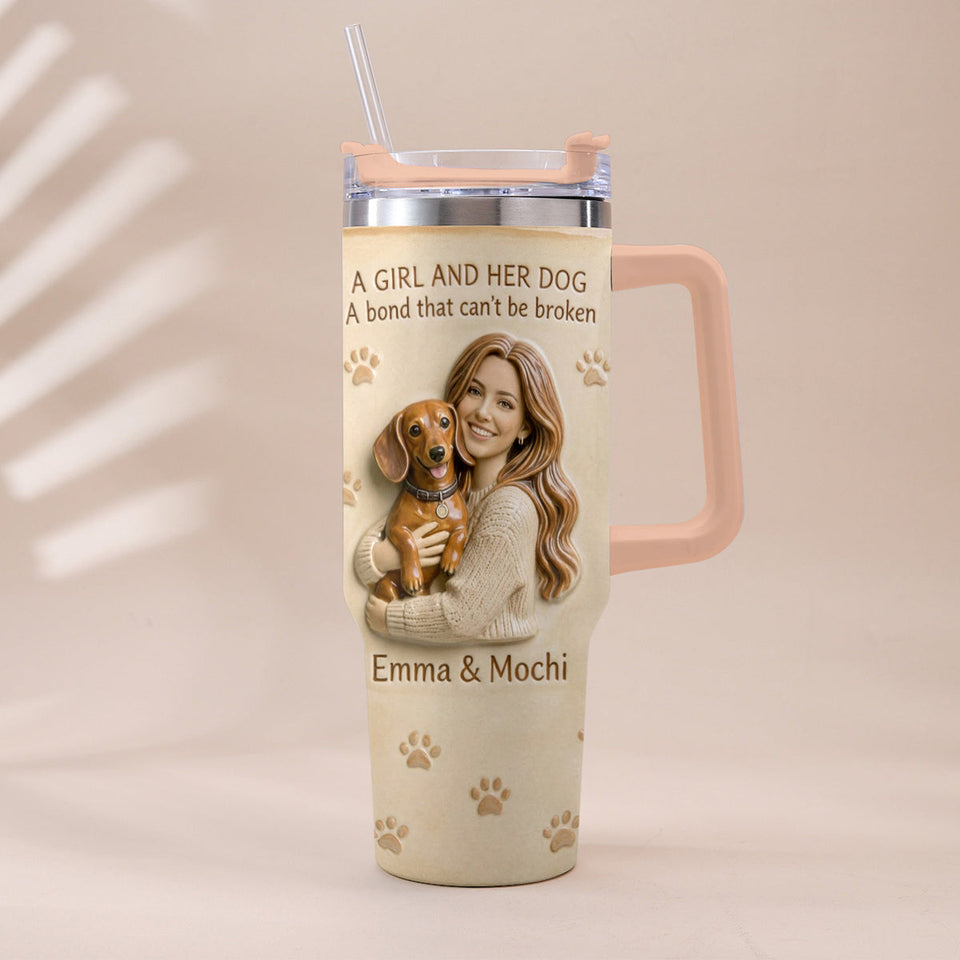 Always By My Side - Personalized Dog Tumbler With Plush Charm