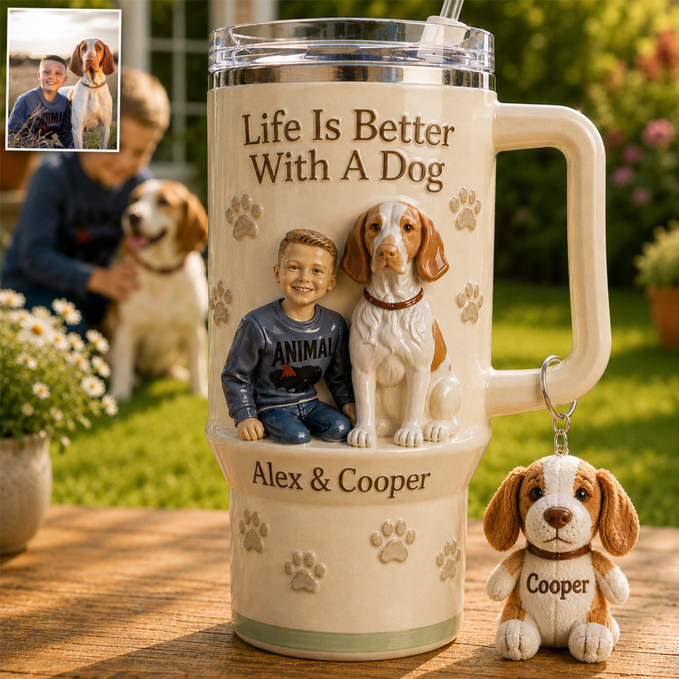 Always By My Side - Personalized Dog Tumbler With Plush Charm