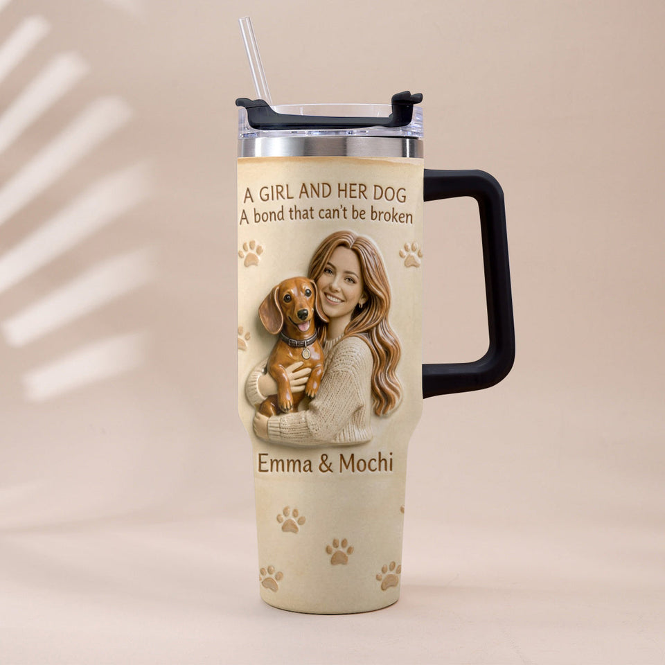 Always By My Side - Personalized Dog Tumbler With Plush Charm