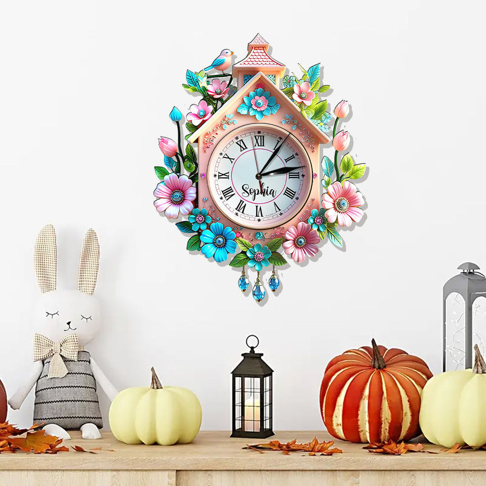 Spring Flowers - Personalized Family LED Light Wall Clock