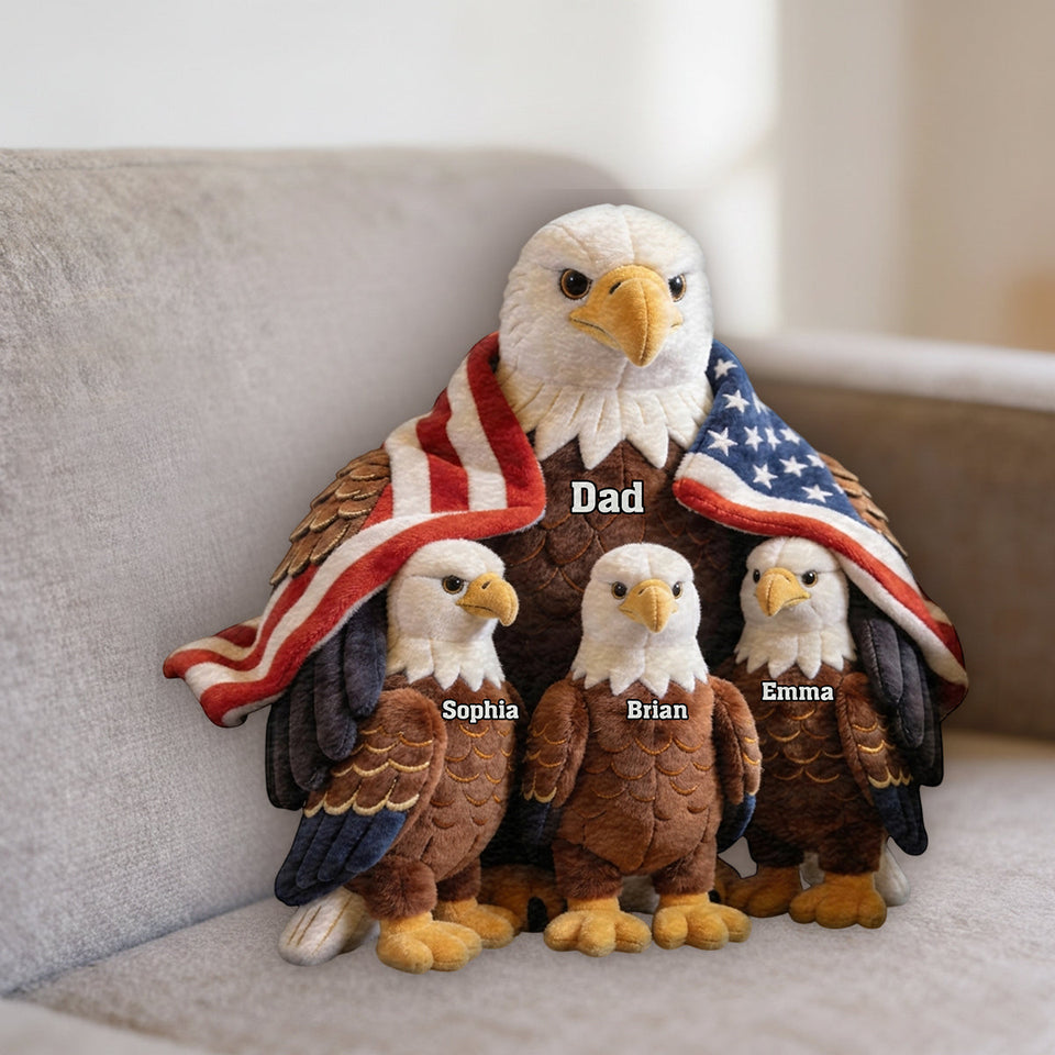 Strong Papa/Grandma Bald Eagle - Personalized Father Premium Faux Fur Pillow