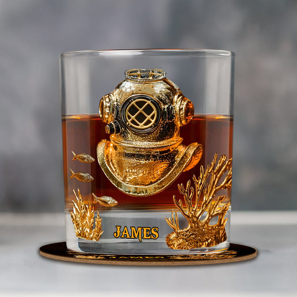 Scuba Diving Lovers Gift - Personalized Scuba Diving Whiskey Glass
