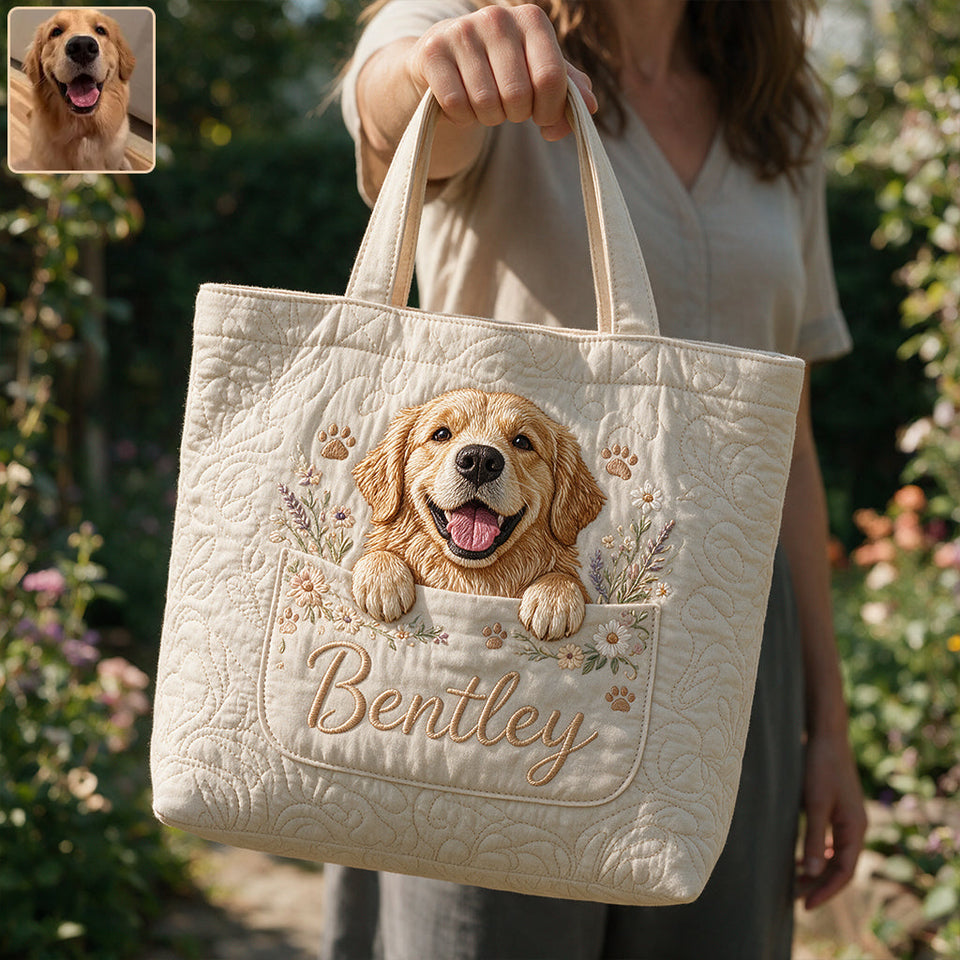 Peeking Pet - Personalized Dog Quilted Tote Bag