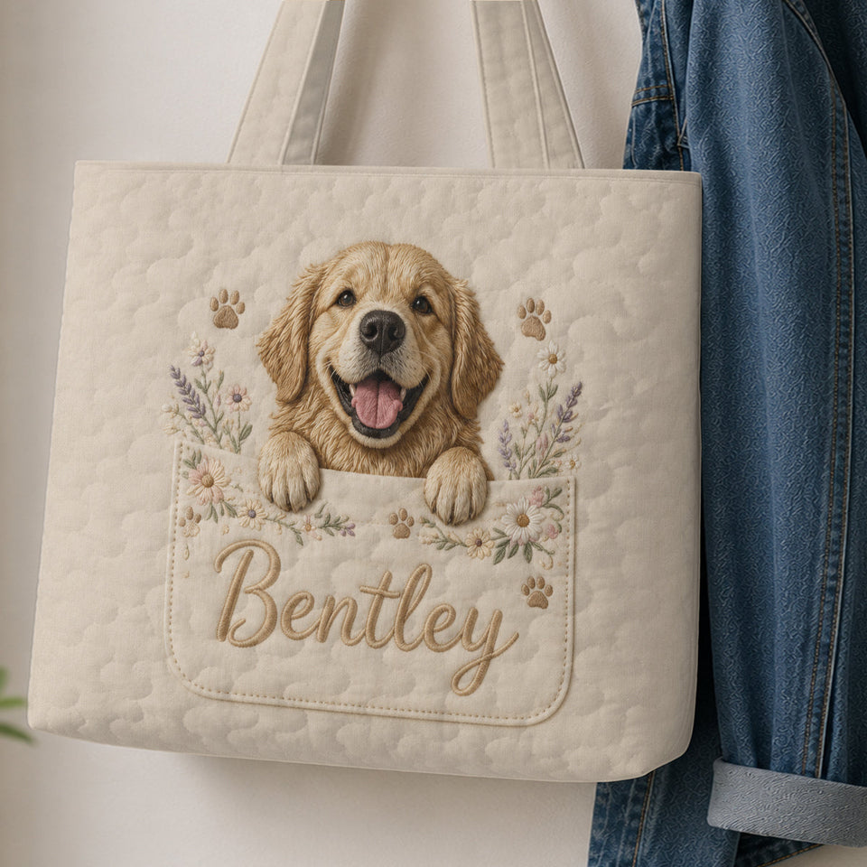 Peeking Pet - Personalized Dog Quilted Tote Bag