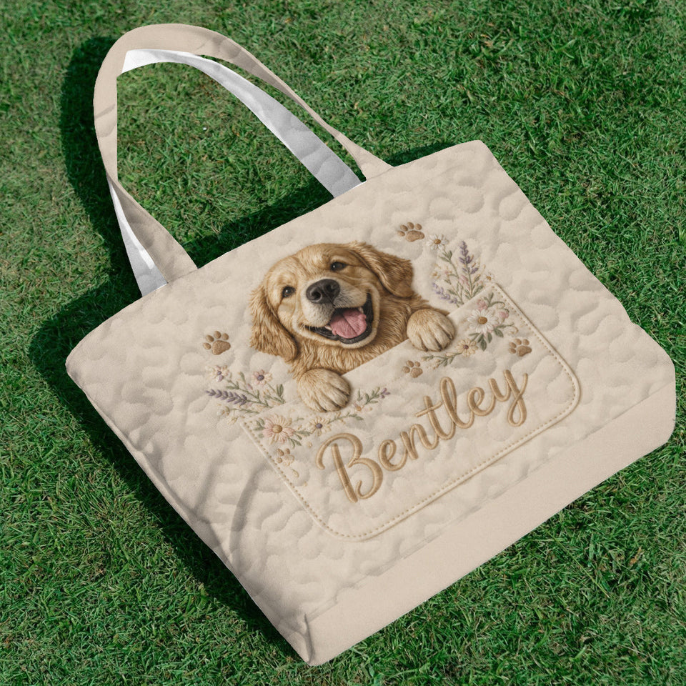 Peeking Pet - Personalized Dog Quilted Tote Bag