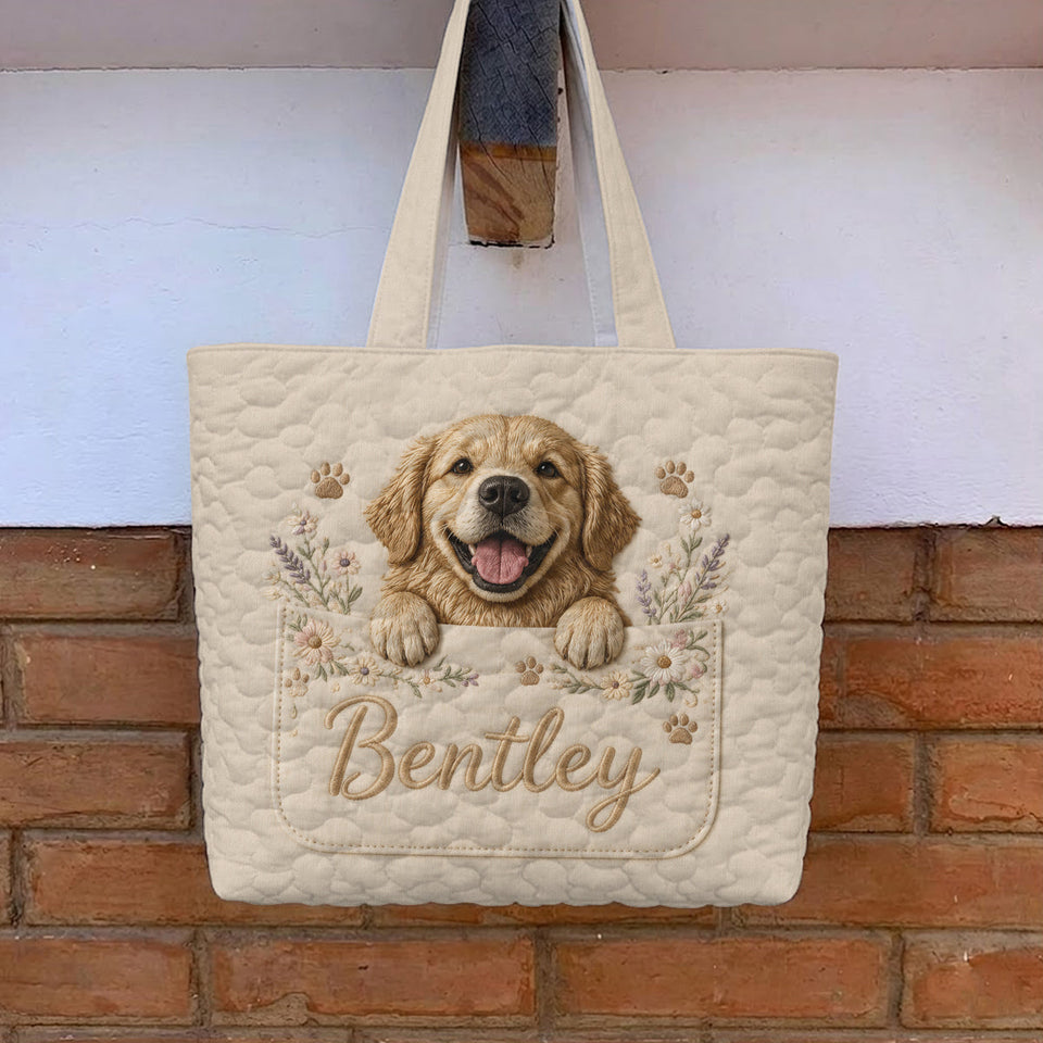 Peeking Pet - Personalized Dog Quilted Tote Bag