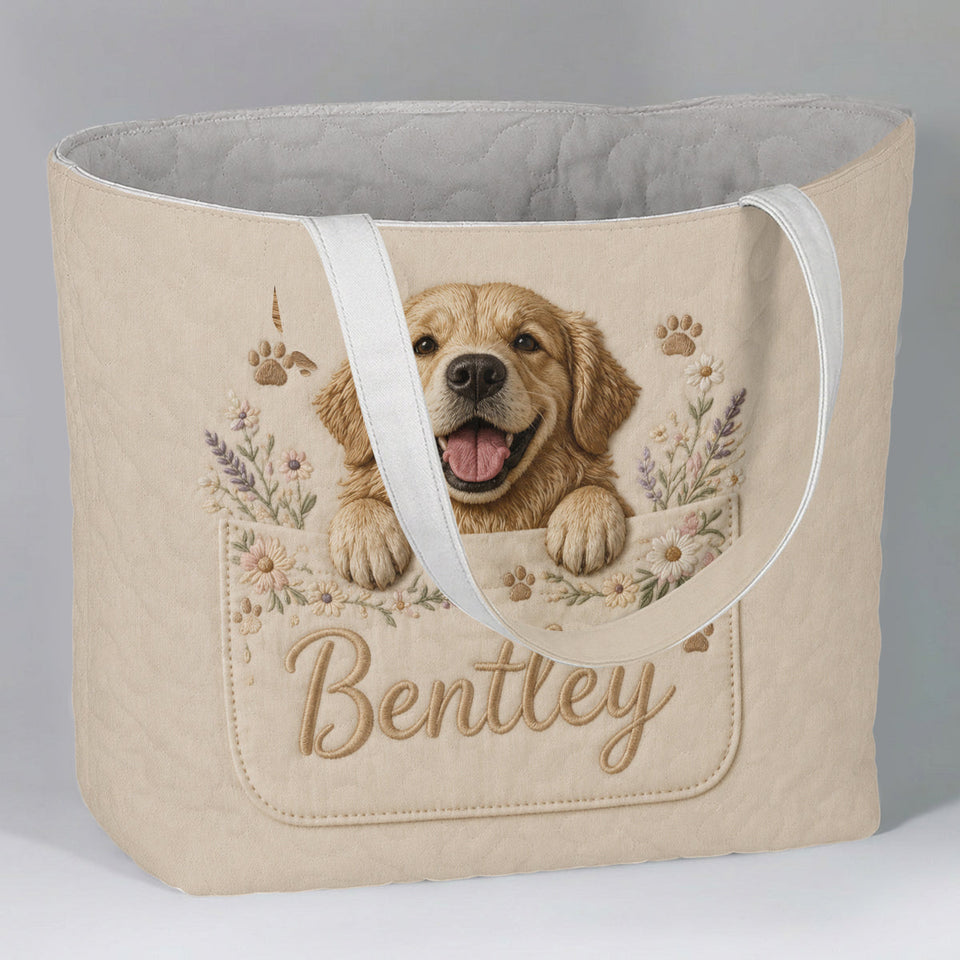 Peeking Pet - Personalized Dog Quilted Tote Bag