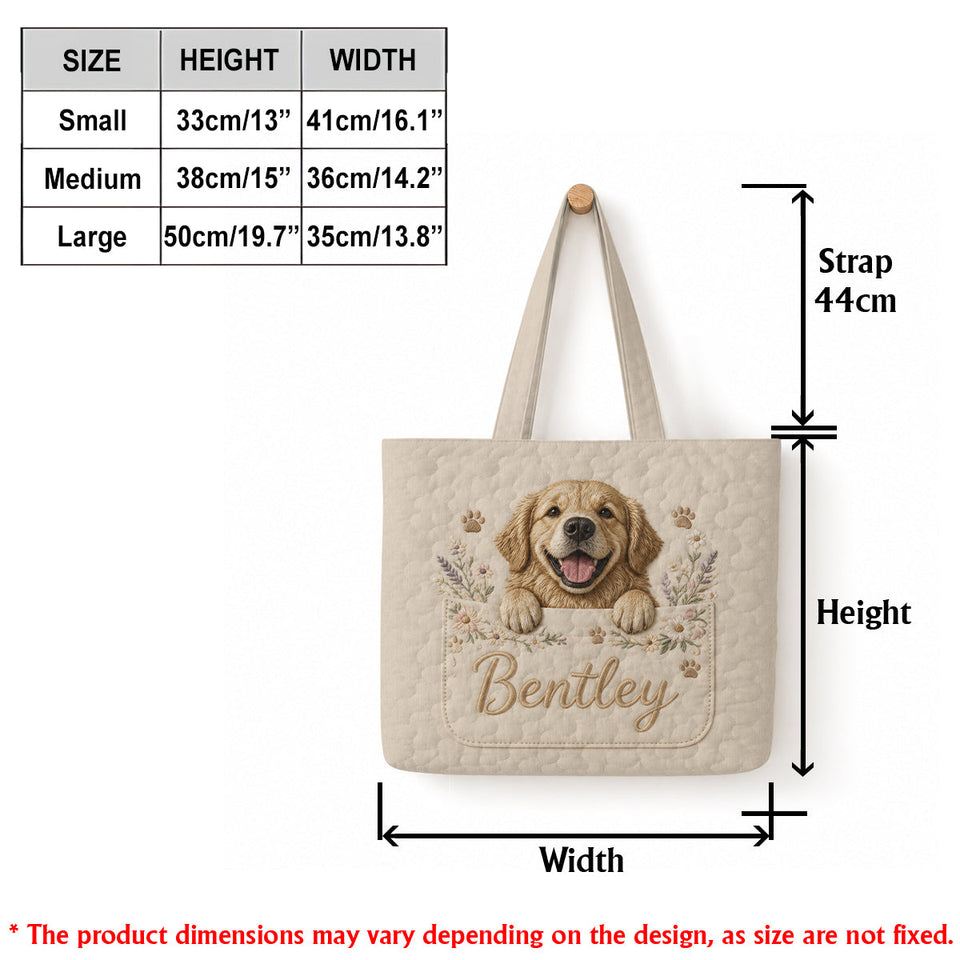 Peeking Pet - Personalized Dog Quilted Tote Bag
