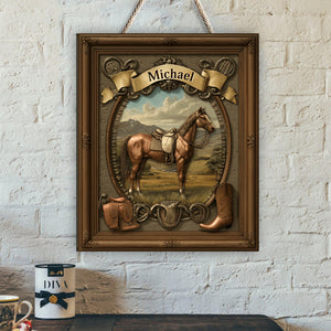 Love Horse - Personalized Horse Custom Shaped Wood Sign