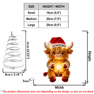 Merry Christmas - Personalized Highland Cow LED Light Tree Topper
