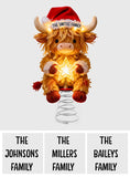 Merry Christmas - Personalized Highland Cow LED Light Tree Topper