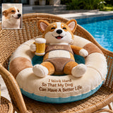 Working Hard - Personalized Dog Premium Faux Fur Pillow