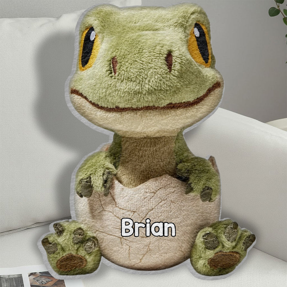 Love Dinosaur - Personalized Kid Faux Fur Shaped Pillow