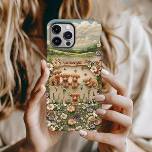 Cute Highland Cow Mama, Grandma - Personalized Mother Full Print Phone Case