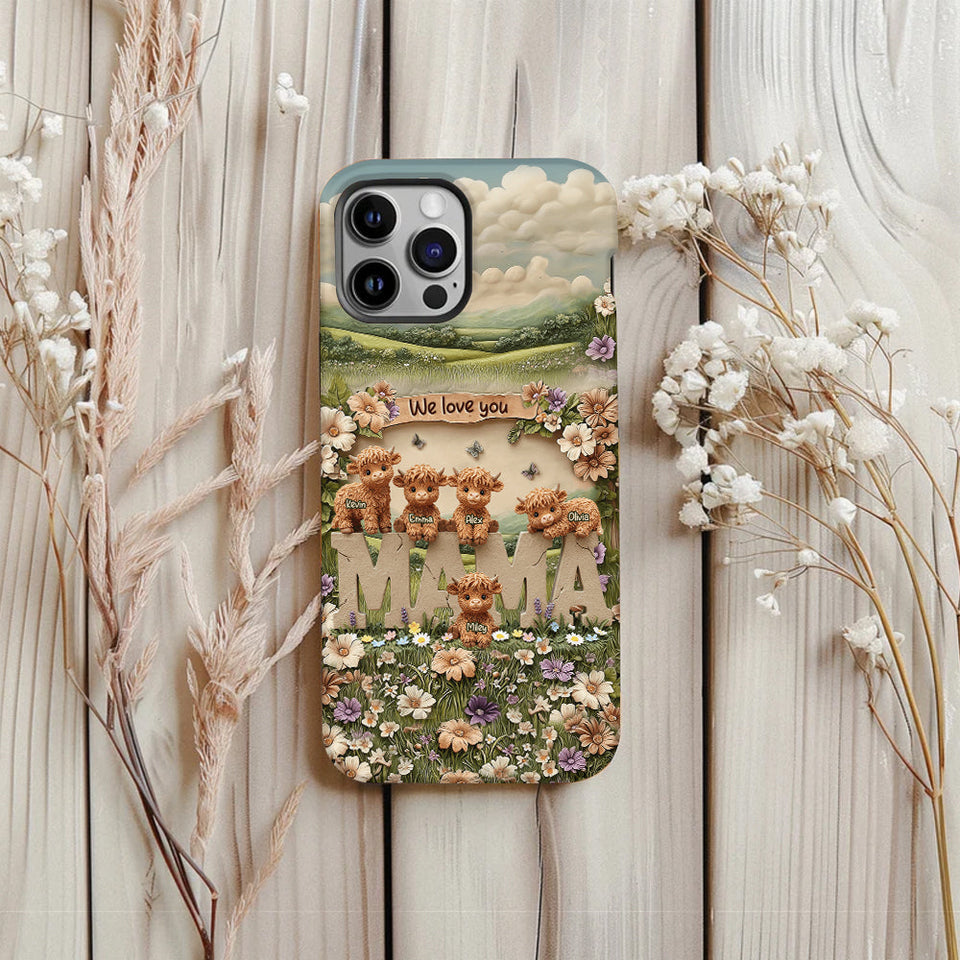 Cute Highland Cow Mama, Grandma - Personalized Mother Full Print Phone Case