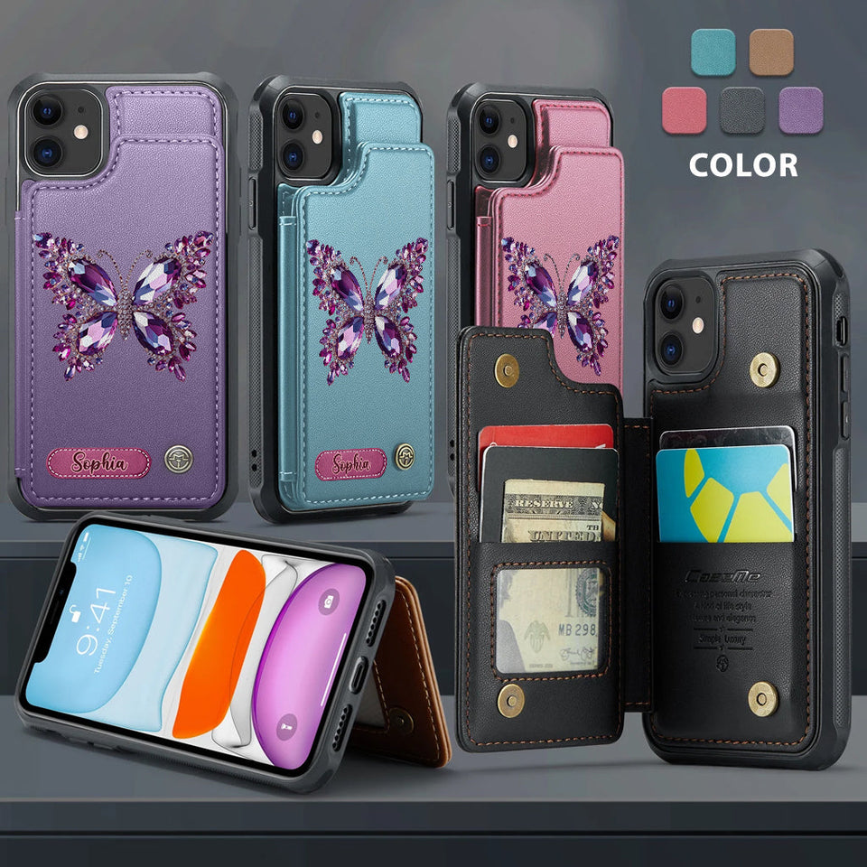 Beautiful Butterfly - Personalized Butterfly Wallet Phone Case