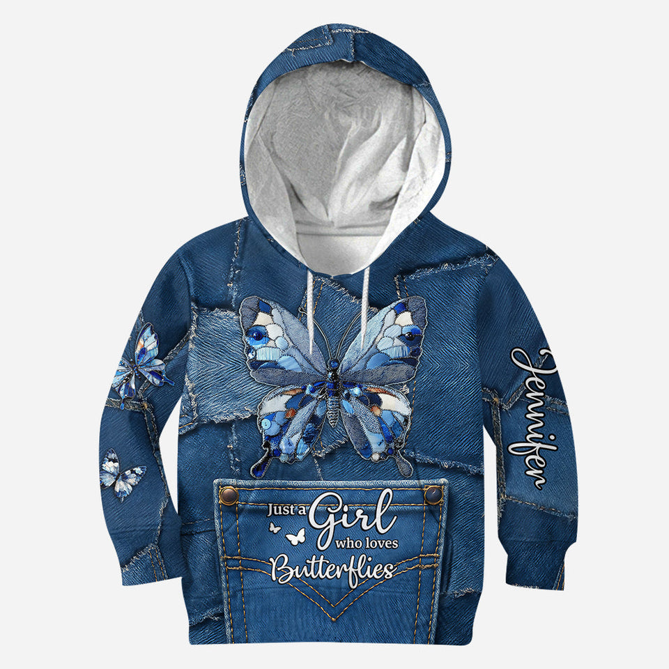 Just A Girl Who Loves Butterflies - Personalized Butterfly Hoodie and Leggings