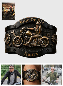 Ride Or Die - Personalized Biker Shaped Cuff Bracelet