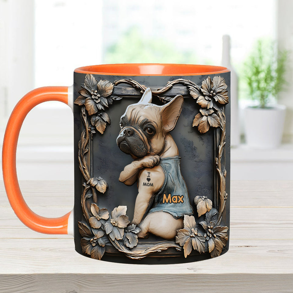 I love Mom - Personalized Dog Accent Mug