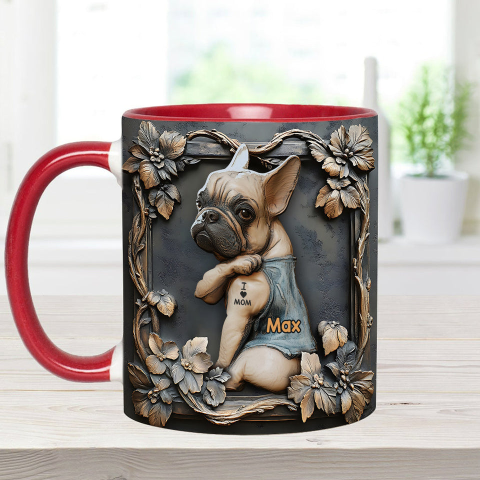 I love Mom - Personalized Dog Accent Mug