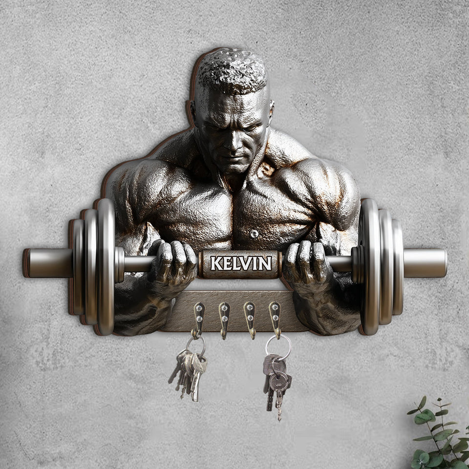No Pain No Gain - Personalized Fitness Custom Shaped Key Rack