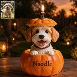 Boo Buddy Pumpkin - Personalized Dog Custom Shape Wooden Candle Holder