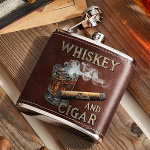 Whiskey And Cigar - Personalized Whisky Hip Flask