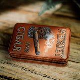 Whiskey And Cigar - Personalized Whisky Travel Cigar Humidor Case