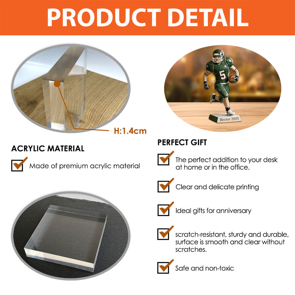 Custom From Any Photo - Personalized Football Custom Shaped Acrylic Plaque