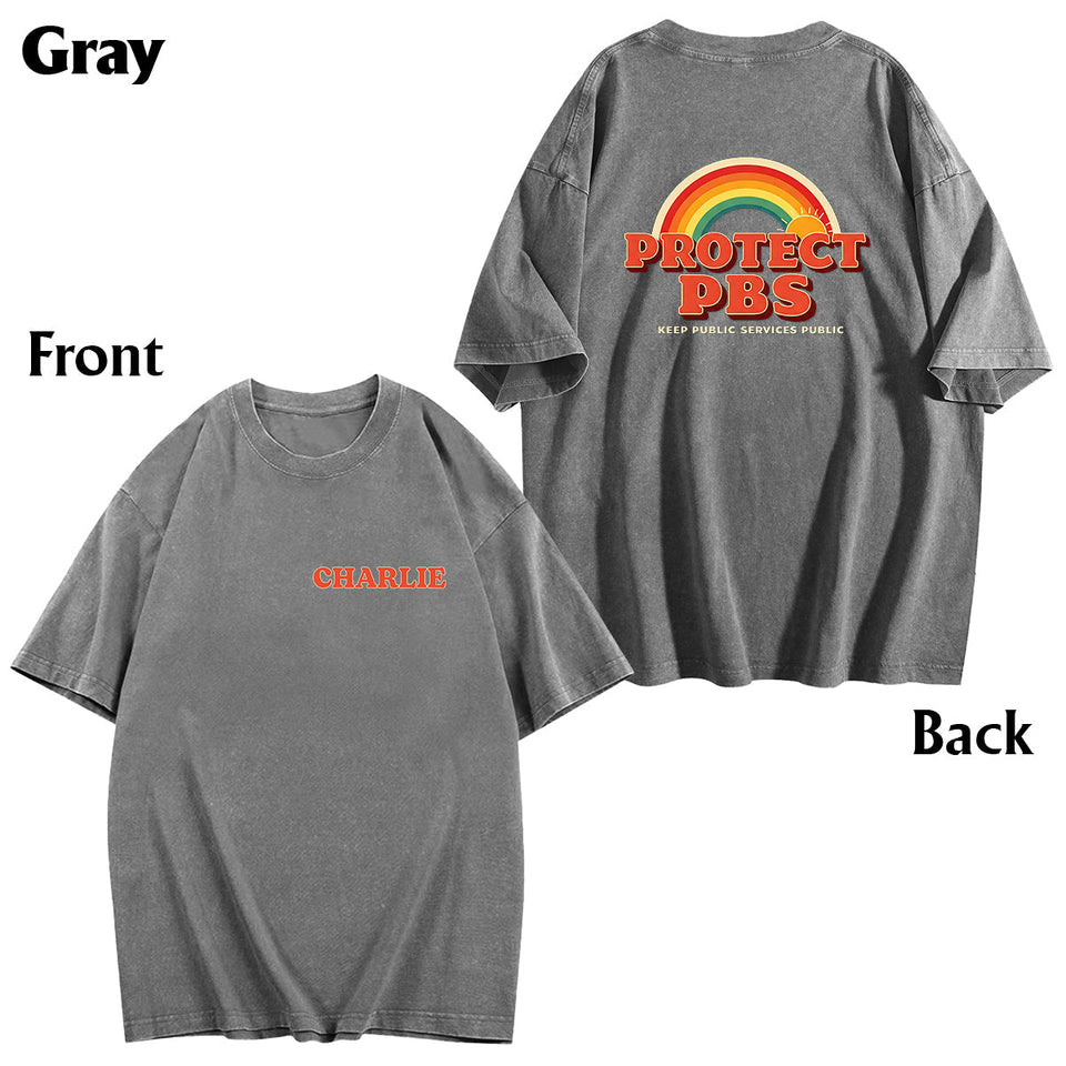 Keep Public Service Public - Personalized LGBT Support Wash T-Shirt