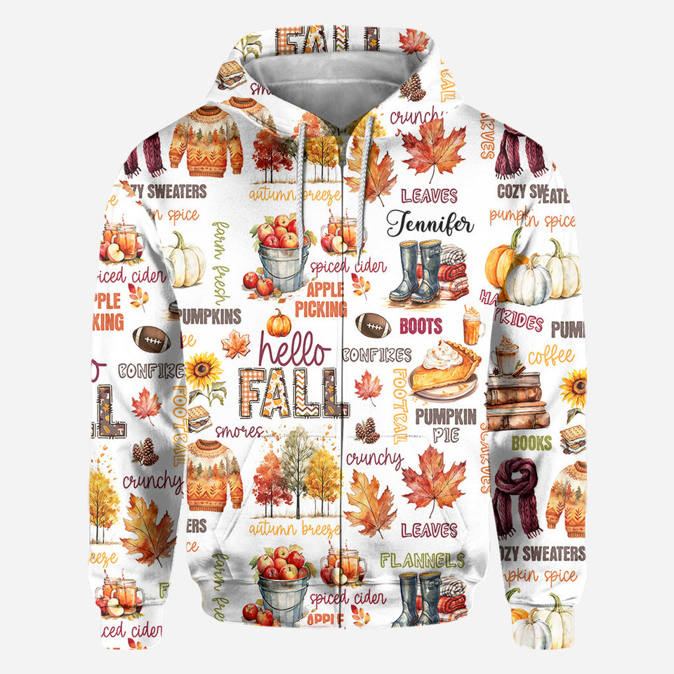 Hello Fall - Personalized Autumn All Over Shirt