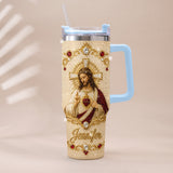 God Bless You - Personalized Christian Rhinestone Tumbler With Handle