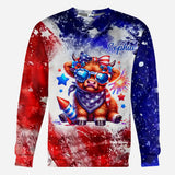 July 4th Highland Cow - Personalized Highland Cow All Over Shirt