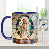 Our Lady of Grace - Personalized Christian Set Accent Mug with Acrylic Stirrers