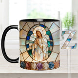Our Lady of Grace - Personalized Christian Set Accent Mug with Acrylic Stirrers